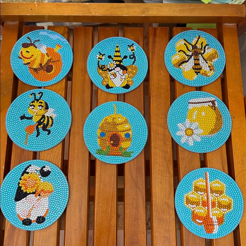 Bee Themed Beaded Coasters Set